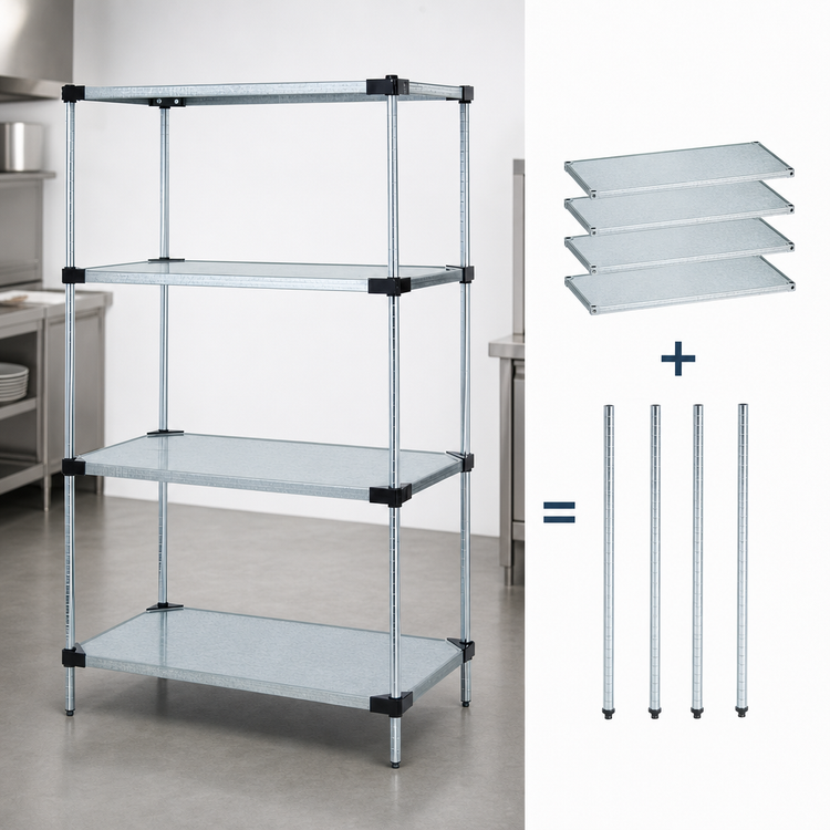 Product image #3 for Quantum 42 Inch Wide x 14 Inch Deep x 74 Inch High Solid Shelving Starter Kit