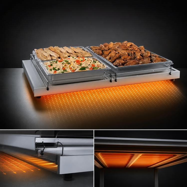 Product image #3 for Hatco Glo-Ray Freestanding Heated Shelf, 72 Inch W x 19.5 Inch D, Adjustable Thermostat, Stainless Steel Top