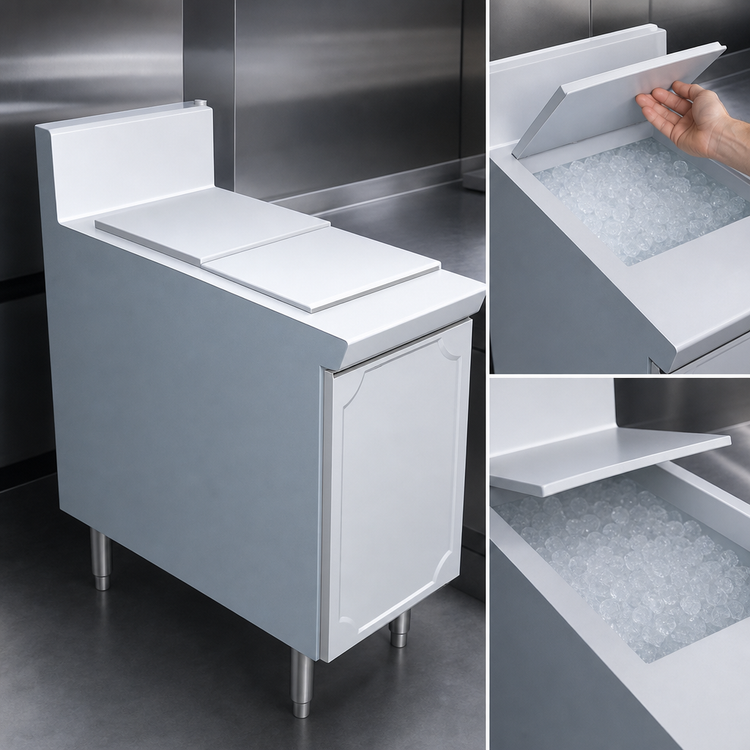 Product image #3 for La Rosa Refrigeration 14-Inch Enclosed-Base Utility Stand Ice Bin Unit with Insulated Hinged Lid