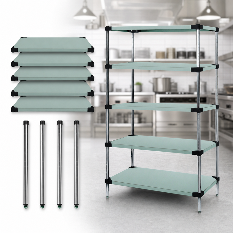Product image #3 for Quantum Solid Stainless Steel Shelving Starter Kit with 5 Shelves, 42 x 14 x 74 Inches