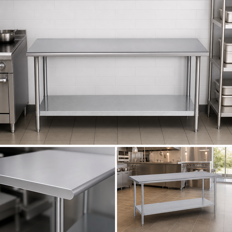 Product image #3 for Duke 60 Inch x 24 Inch Stainless Steel Flat Top Work Table with Galvanized Undershelf