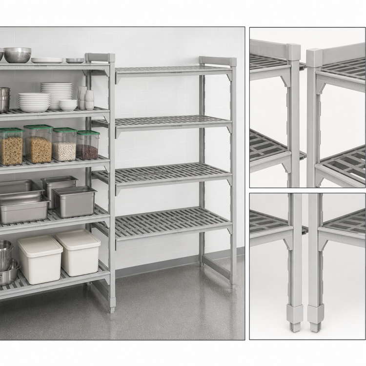 Product image #4 for Cambro Camshelving Premium 5-Tier Add-On Polymer Shelving Unit, 18 x 54 x 84 Inches, Speckled Gray