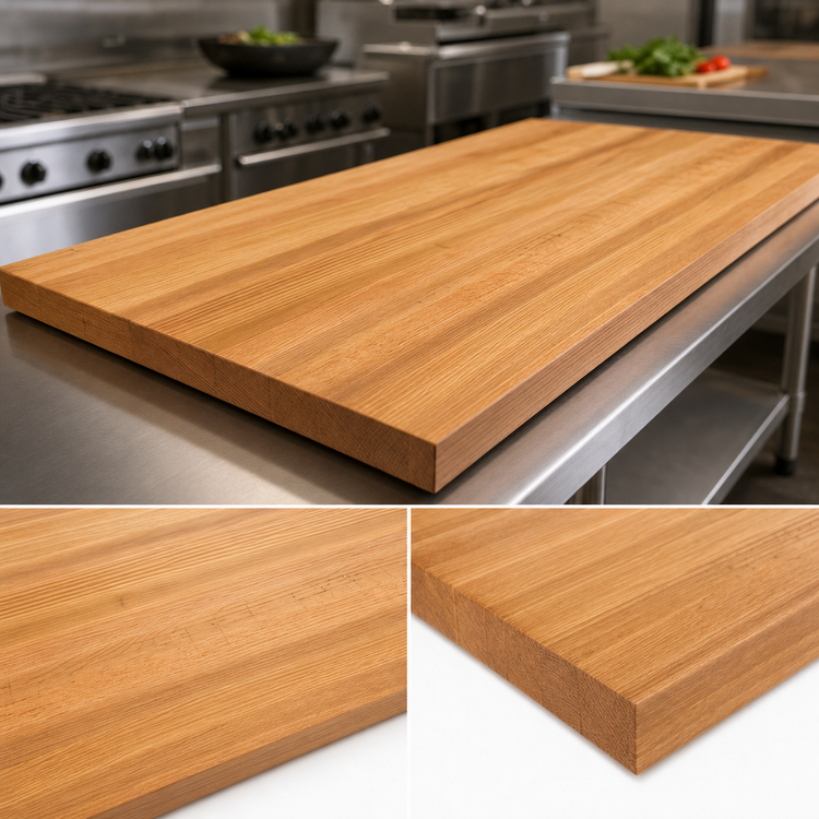 Product image #3 for John Boos Appalachian 108" x 32" Edge Grain Red Oak Island Countertop with Varnique Finish