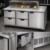 Thumbnail image #4 for Beverage-Air 72-Inch Three-Section Sandwich Prep Table Refrigerator with 12-Pan Top, 4 Drawers, and 1 Door