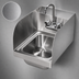 Thumbnail image #3 for Klinger's Trading Wall-Mount Stainless Steel Hand Sink with Side Splashes, Gooseneck Faucet, and Basket Drain