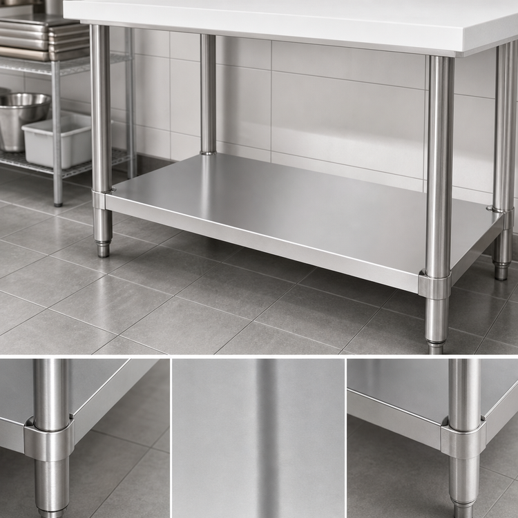 Product image #3 for Stainless Steel Undershelf for 30" x 48" Poly Top Work Table