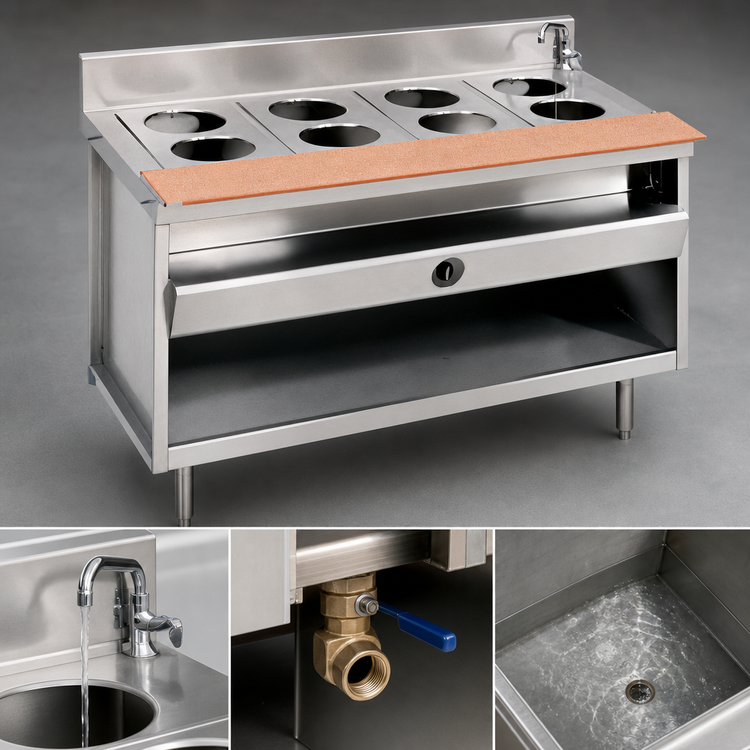 Product image #3 for La Rosa 60-Inch Natural Gas Wet-Only Hot Food Table, 4 Pan Openings, 28-Inch Deep