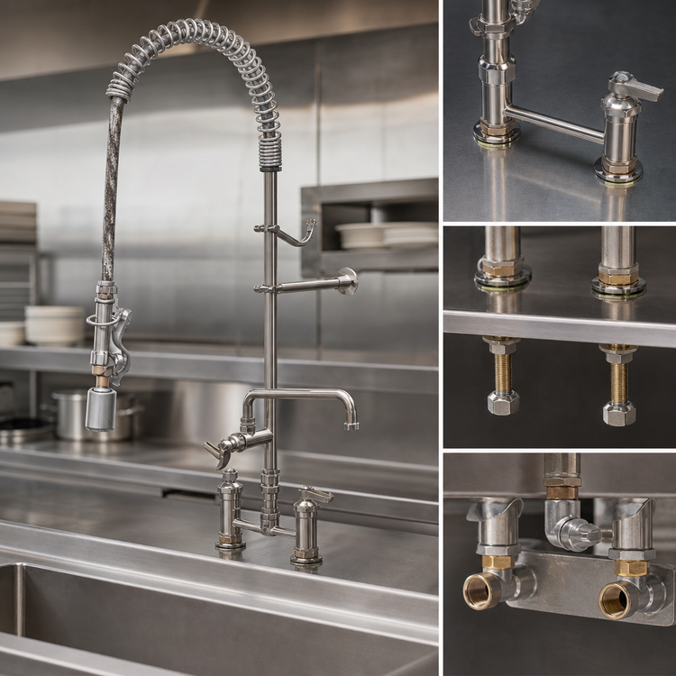 Product image #3 for T&S Brass EasyInstall Deck Mount Pre-Rinse Unit with 12-Inch Swing Add-On Faucet and 0.65 GPM Spray Valve