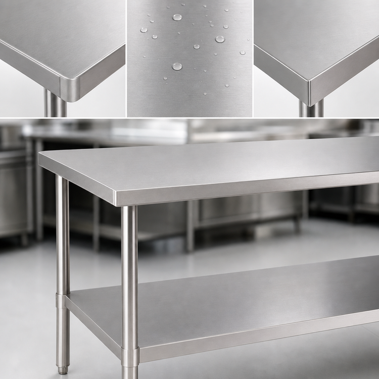 Product image #3 for Klinger's Trading AST1830 30 Inch x 18 Inch Flat Top 18/430 Stainless Steel Work Table with Undershelf