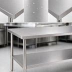 Thumbnail image #3 for Klinger's Trading AST1830 30 x 18 x 36 in. Stainless Steel Work Table, Flat Top, 18/430 Top, Open Undershelf