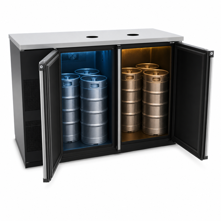 Product image #3 for Micro Matic Pro-Line E-Series Flat Top Two-Section Dual-Temperature Beer Dispenser, 8 1/6 Barrel Keg Capacity