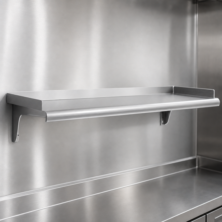 Product image #3 for Eagle Snap-n-Slide 48-Inch x 15-Inch Wall-Mounted 16/304 Stainless Steel Shelf with Rolled Front Edge