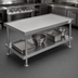 Thumbnail image #3 for Vulcan 37-Inch Wide Stainless Steel Equipment Stand With Undershelf and Flanged Feet