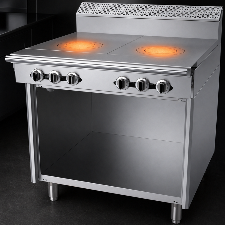 Product image #3 for Garland Cuisine Series Heavy Duty 36-Inch Gas Range with (2) 18-Inch Front-Fired Hot Tops and Open Cabinet Base