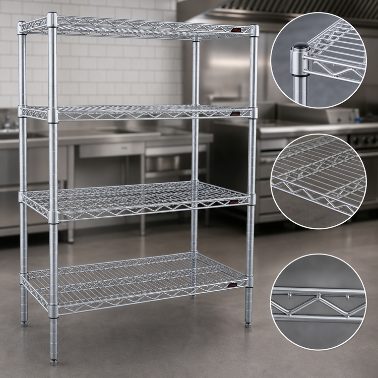 Product image #3 for EAGLEbrite 4-Tier Stationary Starter Wire Shelving Unit, 30 x 18 x 63 Inches, Zinc Finish