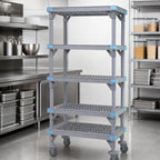 Thumbnail image #3 for Quantum Millenia QPM243086VS-5 Mobile Polymer Starter Shelving Unit, 5 Open Grid Shelves, 30 x 24 x 86 Inches, Gray