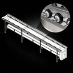 Thumbnail image #3 for Dinex DXIESSW10 10-Foot Stainless Steel Skate Wheel Tray Make-Up Conveyor, Non-Powered, Nylon Wheels