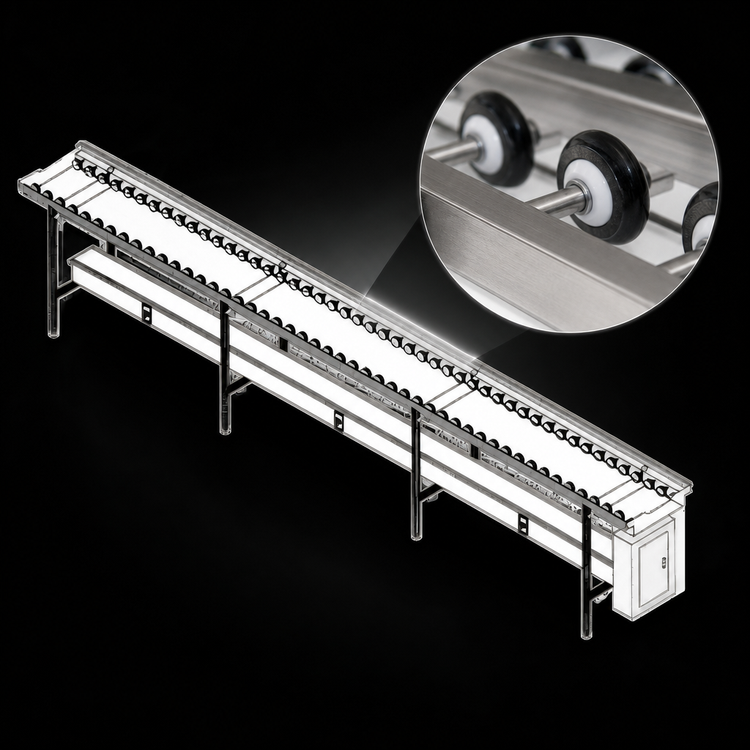 Product image #3 for Dinex DXIESSW10 10-Foot Stainless Steel Skate Wheel Tray Make-Up Conveyor