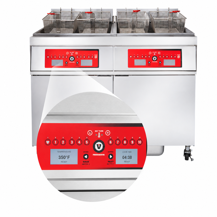 Product image #4 for Vulcan Four-Vat Electric Floor Fryer with Built-In KleenScreen PLUS Filtration and Programmable Computer Controls