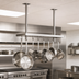 Thumbnail image #3 for John Boos Ceiling-Mounted Square Stainless Steel Pot Rack with 9 Double Hooks, 31-1/4 x 18 x 48 Inches