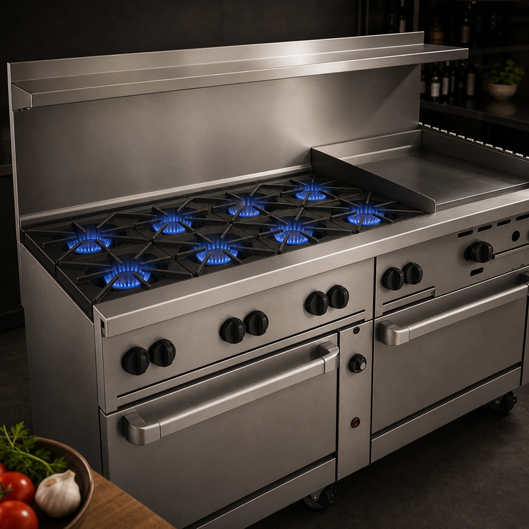 Product image #3 for Wolf Challenger XL 72-Inch Commercial Gas Restaurant Range with 8 Burners, 24-Inch Manual Griddle, and 2 Standard Ovens