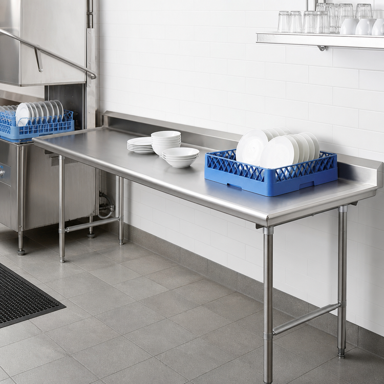 Product image #3 for Eagle Group Straight Clean Dishtable, 120" x 30", Right-to-Left Operation, 16/430 Stainless Steel Top