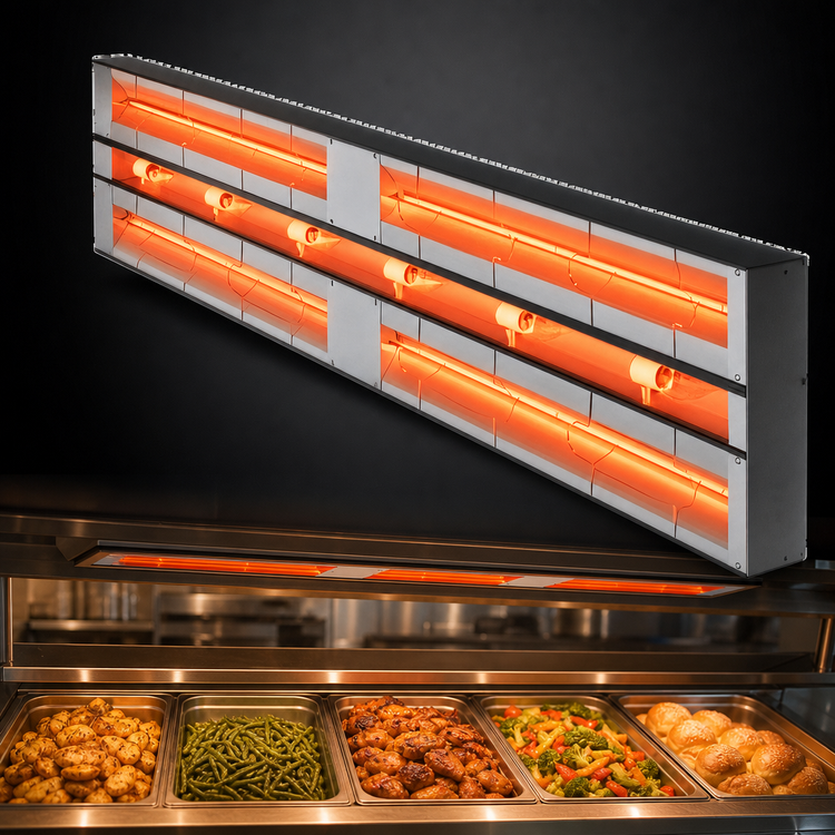 Product image #3 for Hatco Glo-Ray Lighted Dual Infrared Strip Heater, 42 Inch, Aluminum, 3 Inch Spacer