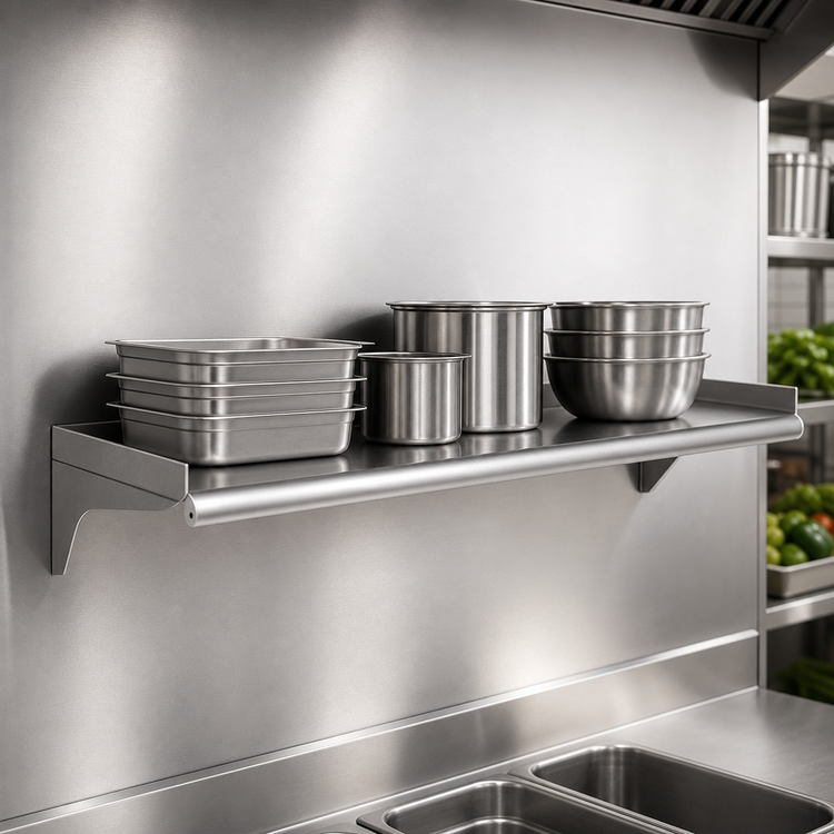 Product image #3 for Eagle Group 24 x 12 Inch Wall-Mounted 304 Stainless Steel Shelf