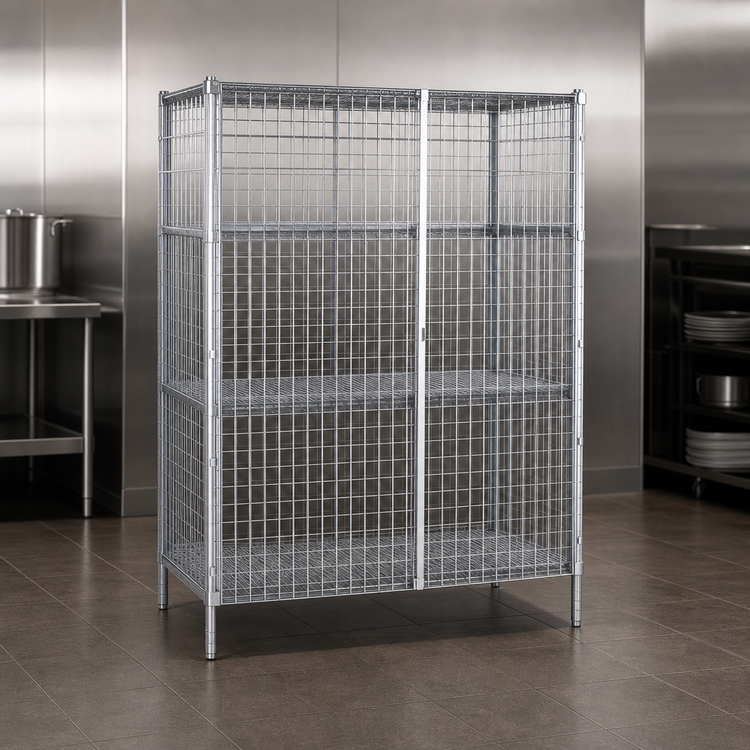 Product image #3 for Metro Super Erecta qwikSLOT Stationary Chrome-Plated Wire Security Cage