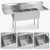 Thumbnail image #3 for BK Resources Three-Compartment Stainless Steel Sink with Left and Right Drainboards, 102 Inch