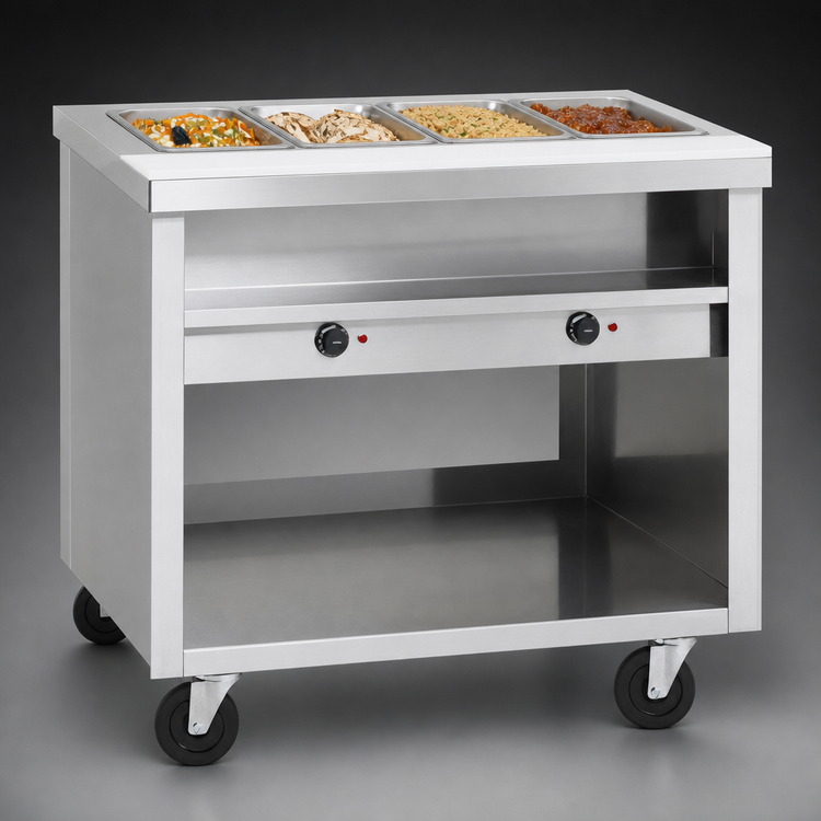 Product image #3 for Delfield E-Chef 60-Inch Electric Hot Food Table with 4 Sealed Wells and Casters