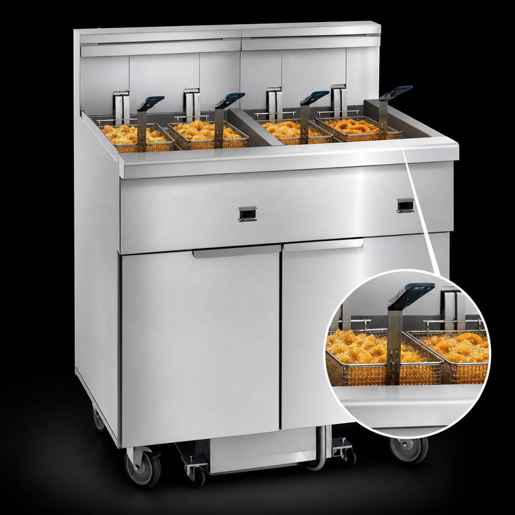 Product image #3 for Imperial IFSSP450ET 4-Battery 50 lb. Electric Floor Model Fryer with Built-In Filter System