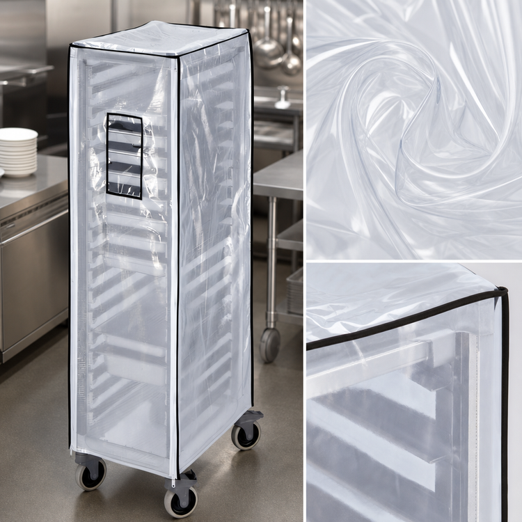 Product image #3 for Cambro Clear Vinyl Full-Height Rack Cover for Full-Size GN 1/1 Food Pan Trolley