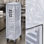 Thumbnail image #3 for Cambro GBCTUGNPR11CLR Clear Vinyl Full-Height Rack Cover for Full-Size GN 1/1 Food Pan Trolley Case of 6
