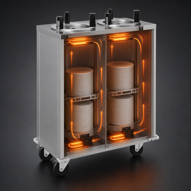 Product image #3 for Delfield Shelleymatic CAB2-575ET Mobile Enclosed Two-Stack Even Temp Heated Dish Dispenser