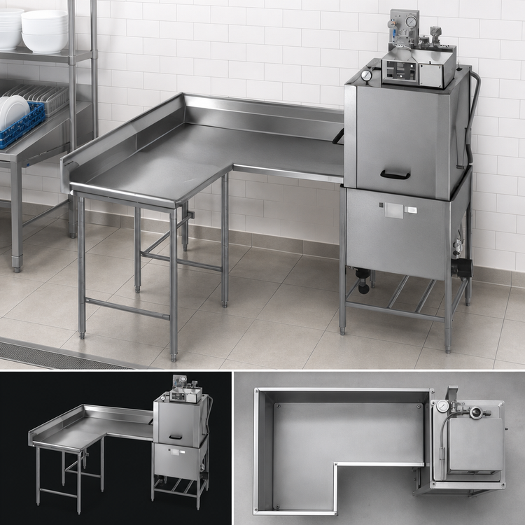 Product image #3 for Eagle Group Corner Clean Dishtable, 60-Inch x 60-Inch, 16/304 Stainless Steel, Right-to-Left Operation