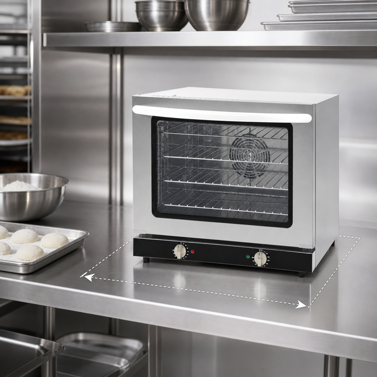 Product image #3 for Omcan USA Half-Size Countertop Electric Convection Oven, 2.3 Cu. Ft., 4-Pan Capacity, Stainless Steel