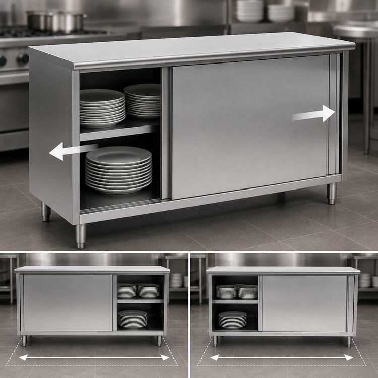 Product image #3 for Spec-Master 72-Inch Wide Sliding Door Stainless Steel Plate Cabinet
