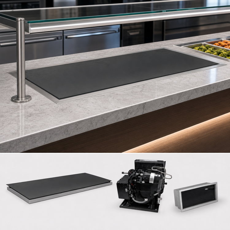 Product image #3 for Hatco HCSBFR-48-I Built-In Flush Top Hot/Cold Shelf with Remote Refrigeration, 48" x 19.5" Usable Surface, Hardcoat Aluminum
