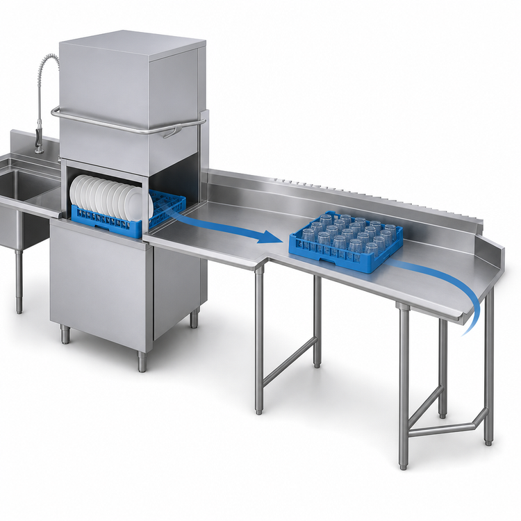 Product image #3 for Eagle Group Clean Dishtable, Island Design, Right-Hand, 48-Inch, 16 Gauge 430 Stainless Steel Top