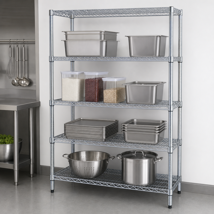 Product image #3 for EAGLEbrite 4-Tier Stationary Starter Wire Shelving Unit, 48 x 24 x 74 Inches, Zinc Finish