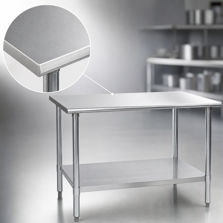 Product image #3 for Eagle Group Budget Series Flat Top Stainless Steel Work Table with Adjustable Galvanized Undershelf, 48"W x 36"D