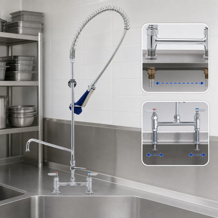 Product image #3 for EasyInstall Deck-Mount Pre-Rinse Unit with 10-Inch Swing Add-On Faucet and 1.07 GPM Spray Valve