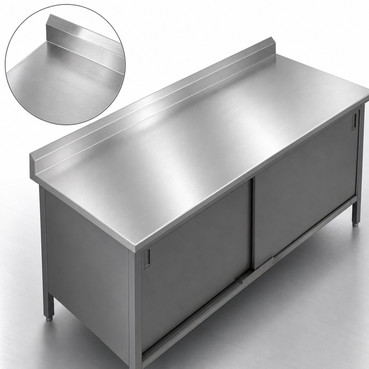 Product image #3 for John Boos 72" x 30" Poly Top Work Table with Cabinet Base and Sliding Doors