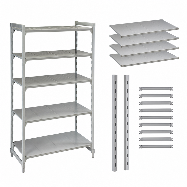 Product image #4 for Cambro Camshelving Premium 5-Tier Solid Stationary Polymer Shelving Starter Unit, 24 x 24 x 84 Inches