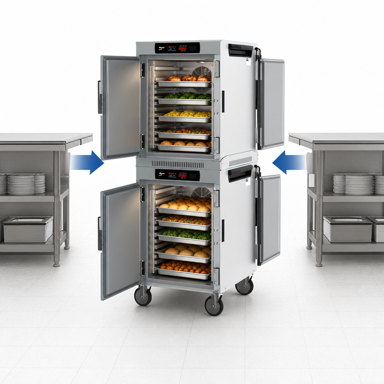 Product image #3 for Metro HotBlox™ Wide 16-Pan Dual-Cavity Pass-Thru Insulated Holding Cabinet with Digital Touchscreen and Solid Doors