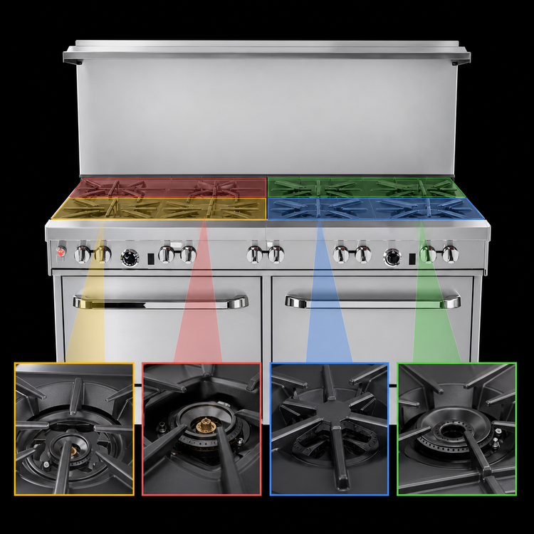 Product image #3 for Southbend Ultimate 60-Inch Gas Restaurant Range with 2 Cabinets and Backriser Shelf