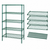 Thumbnail image #3 for Quantum 5-Shelf Stationary Wire Shelving Starter Kit, 48W x 14D x 74H, Green Epoxy Antimicrobial Finish