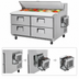 Thumbnail image #3 for Everest Refrigeration EPBNWR2-D4 Two-Section Sandwich Prep Table with Four Drawers and Rear-Mounted Self-Contained Refrigeration