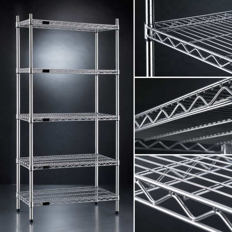 Product image #3 for Eagle Group 5-Tier Wire Shelving Starter Unit, 42W x 18D x 74H, Chrome-Plated